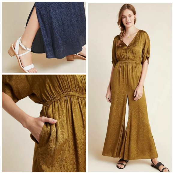 Anthropologie Pants - Anthropologie Maeve Jacquard Wide Leg Jumpsuit S